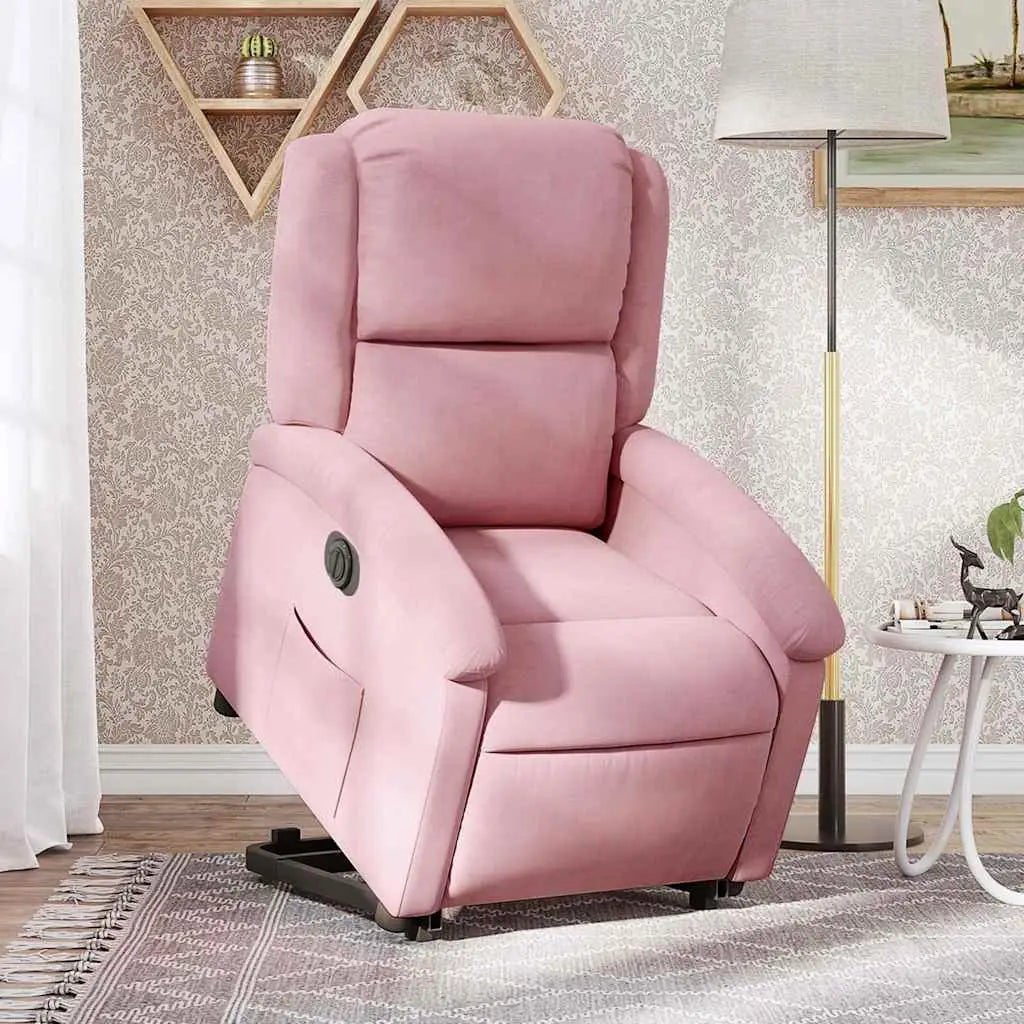 Fauteuil inclinable électrique rose velours - XIOS