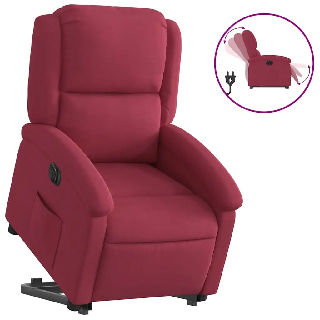 Fauteuil inclinable électrique rouge bordeaux velours - XIOS