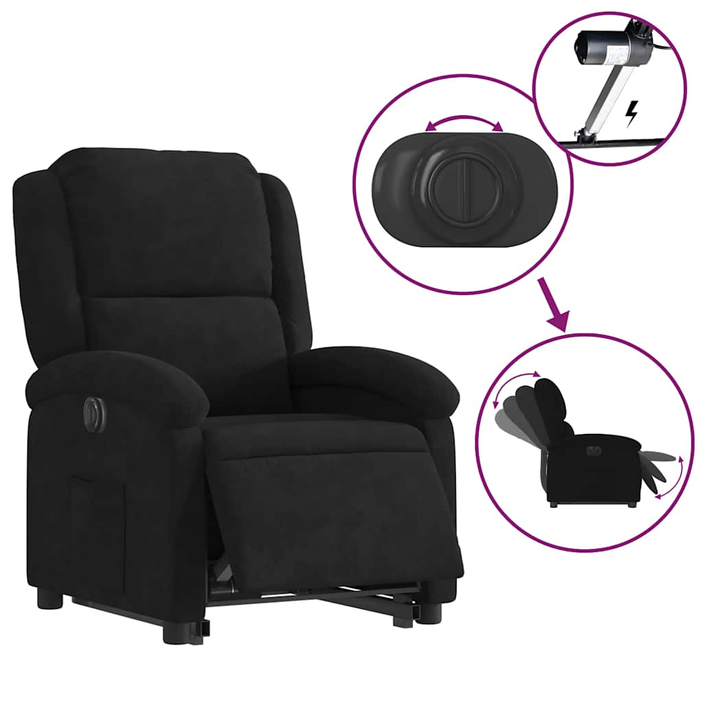 Fauteuil inclinable électrique noir velours - XIOS