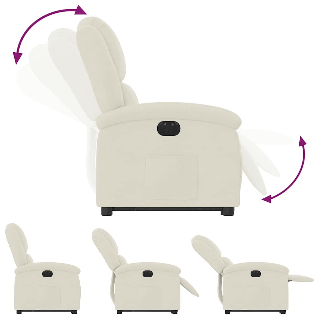 Fauteuil inclinable électrique crème velours - XIOS