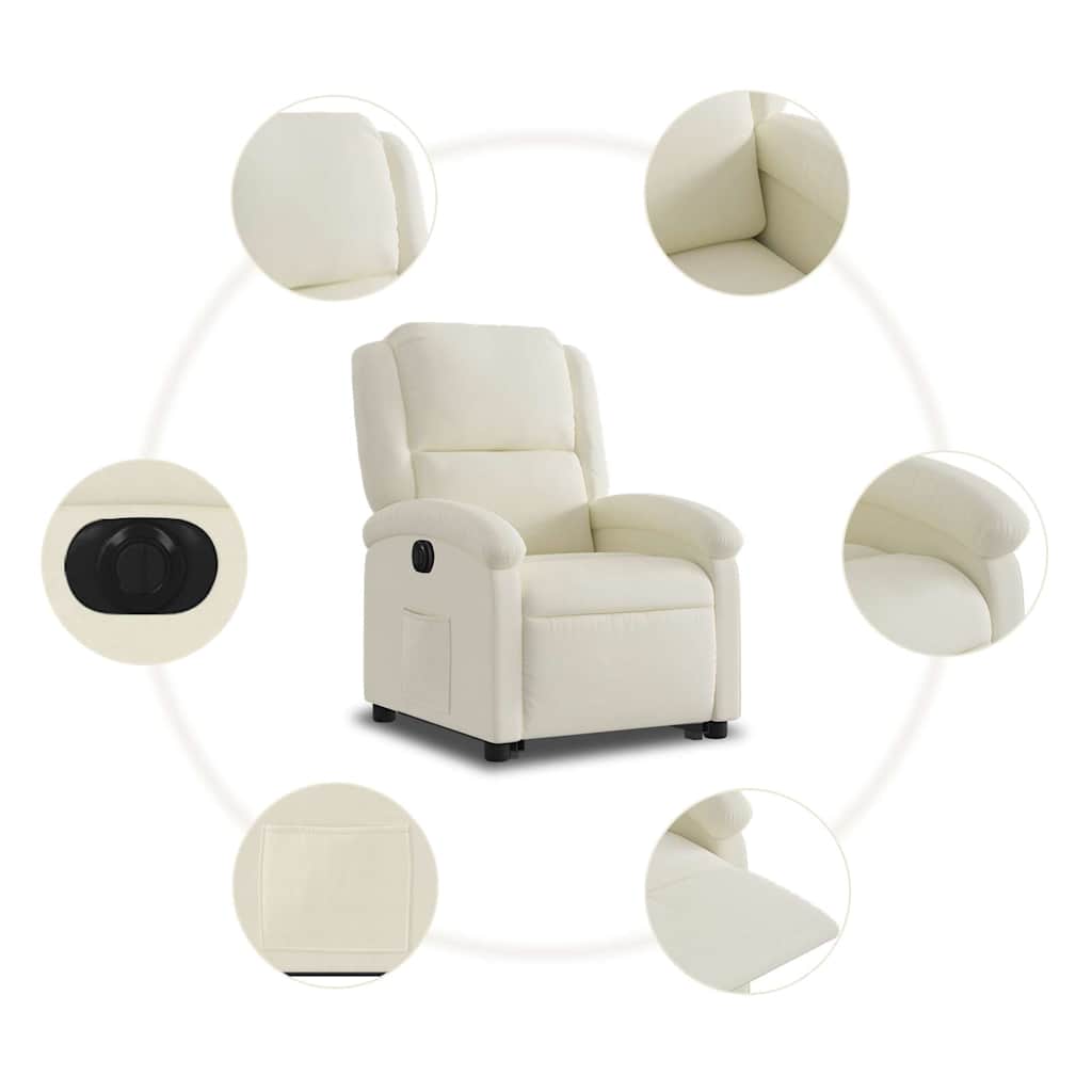 Fauteuil inclinable électrique crème velours - XIOS