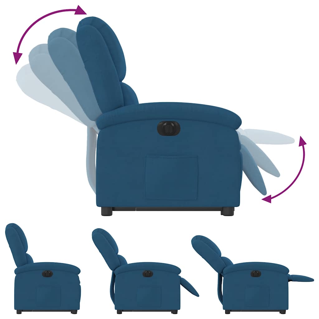 Fauteuil inclinable électrique bleu velours - XIOS