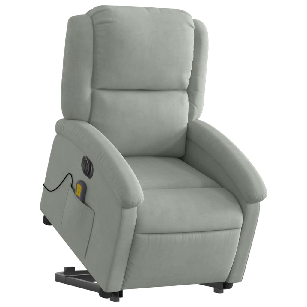 Fauteuil inclinable de massage électrique gris clair velours - XIOS