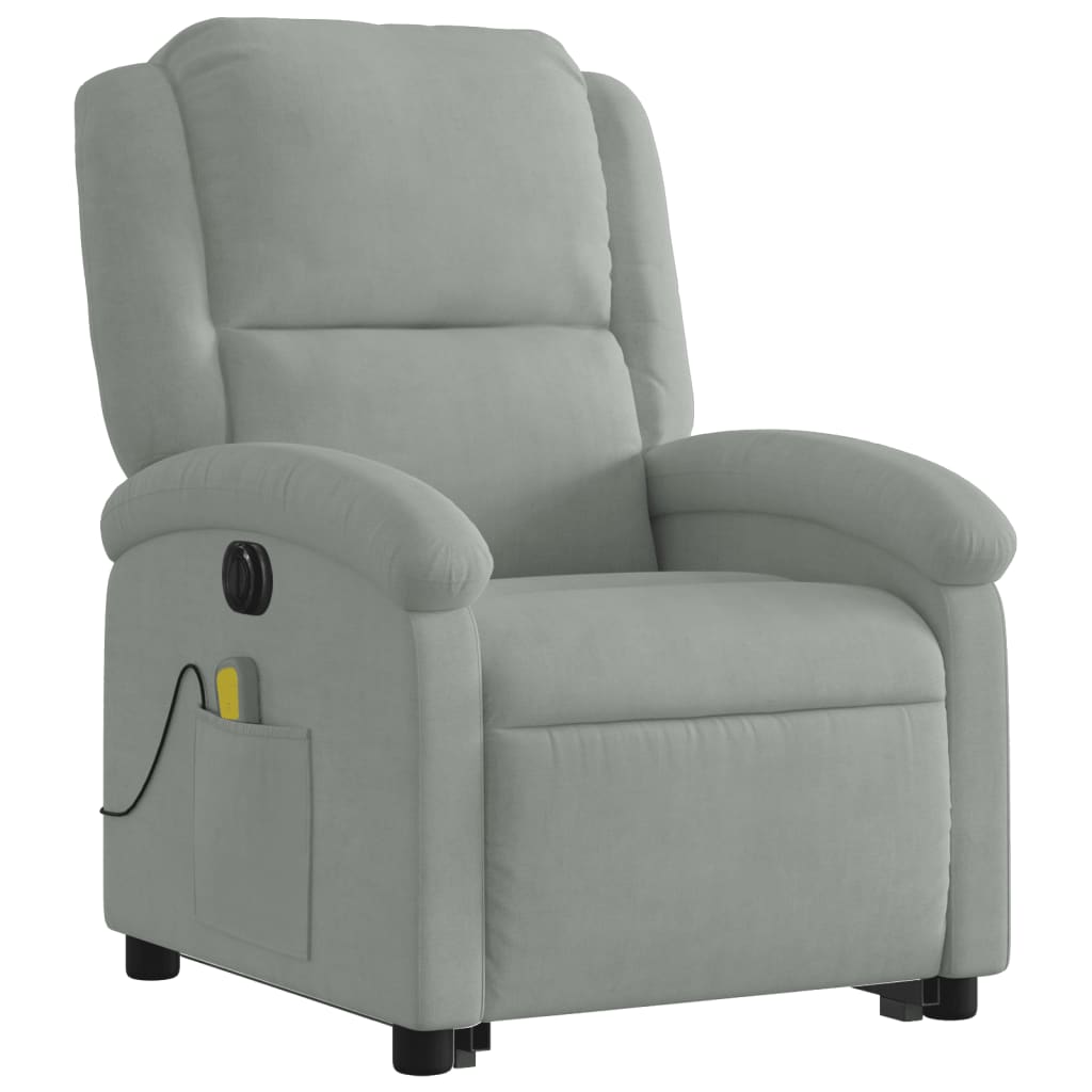 Fauteuil inclinable de massage électrique gris clair velours - XIOS
