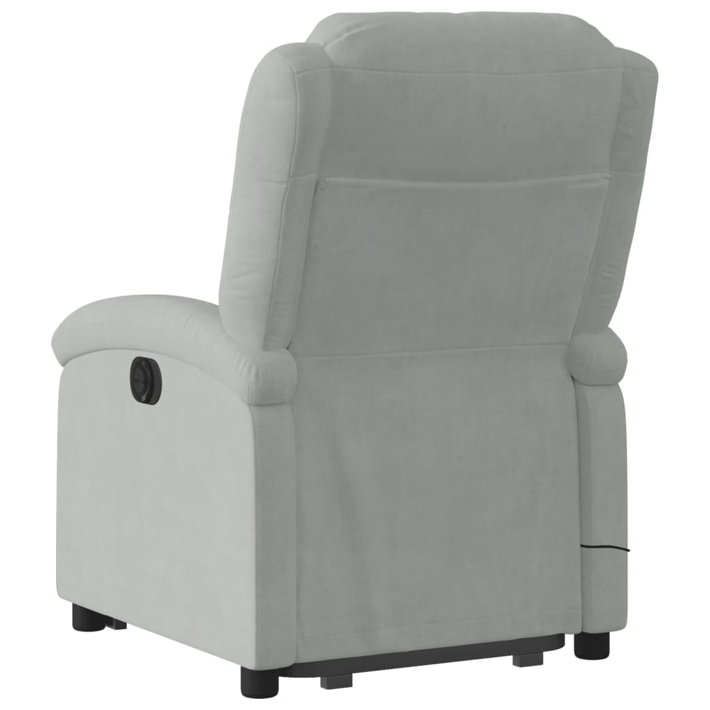 Fauteuil inclinable de massage électrique gris clair velours - XIOS