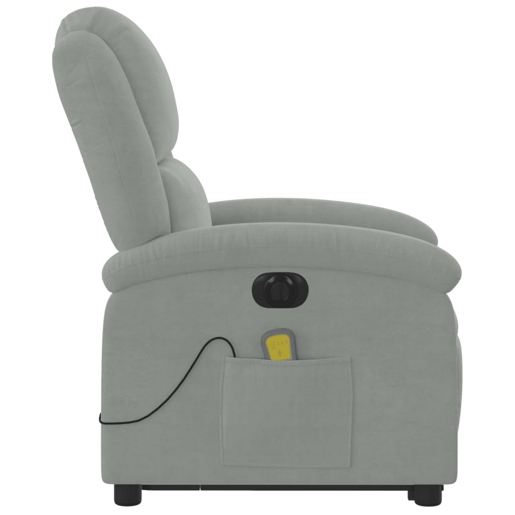 Fauteuil inclinable de massage électrique gris clair velours - XIOS