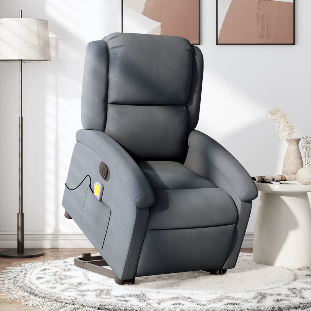 Fauteuil inclinable de massage électrique gris foncé velours - XIOS