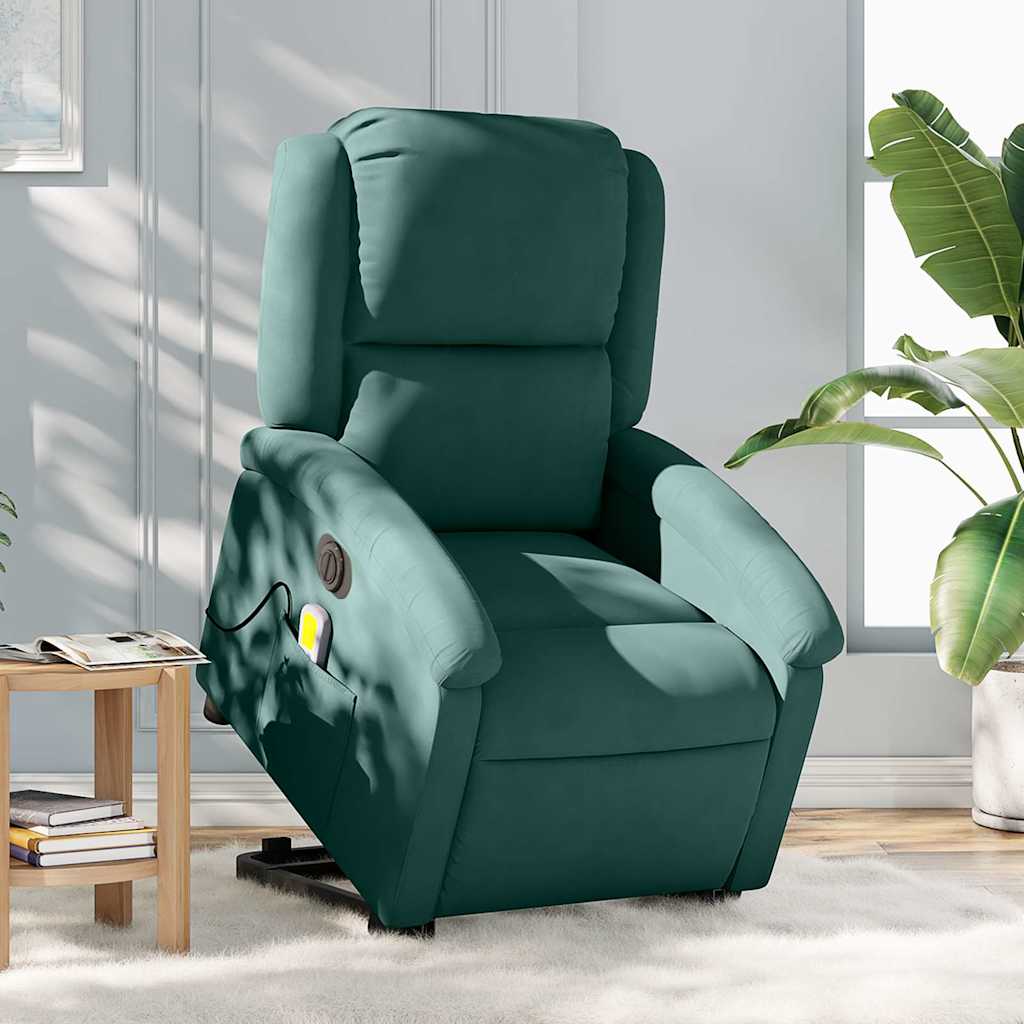 Fauteuil inclinable de massage électrique vert foncé velours Fauteuils vidaXL