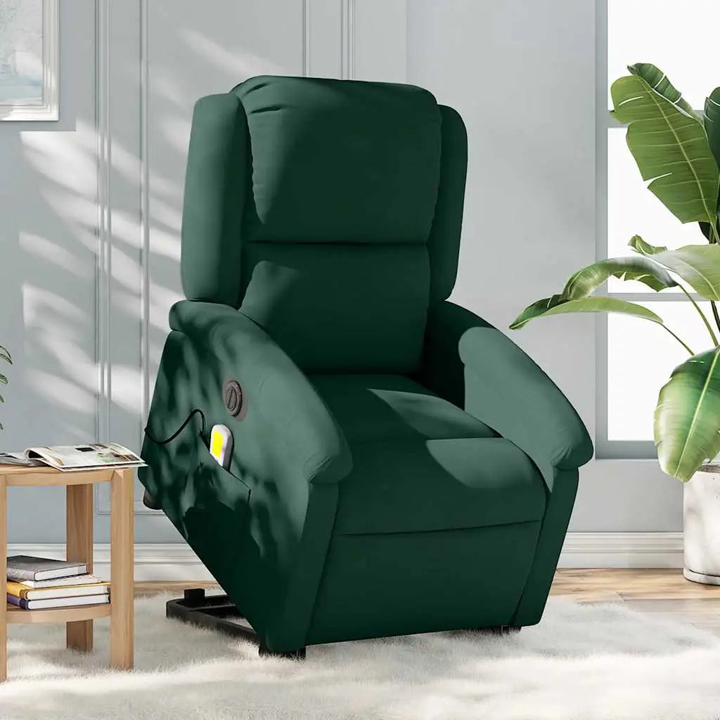 Fauteuil inclinable de massage électrique vert foncé velours - XIOS