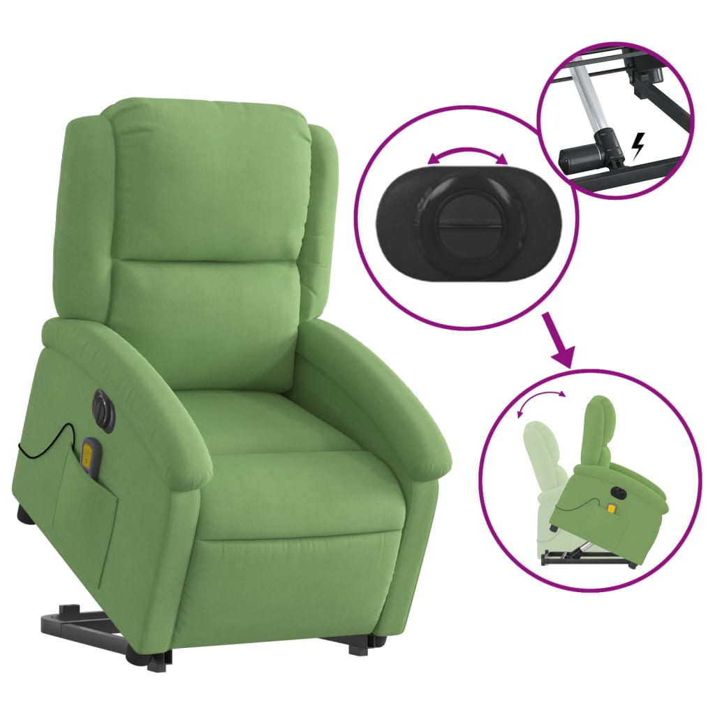 Fauteuil inclinable de massage électrique vert clair velours - XIOS
