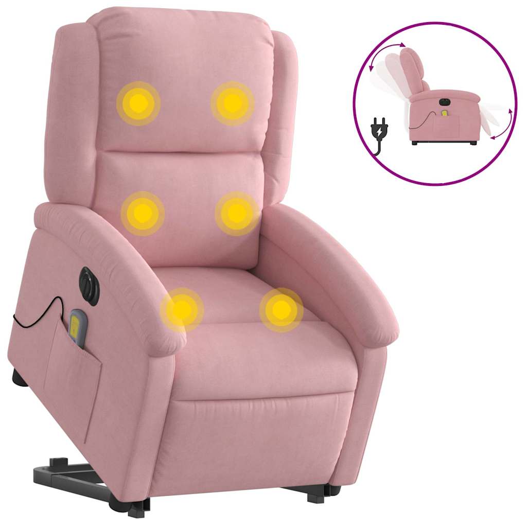 Fauteuil inclinable de massage électrique rose velours - XIOS