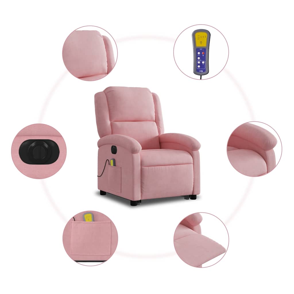 Fauteuil inclinable de massage électrique rose velours - XIOS