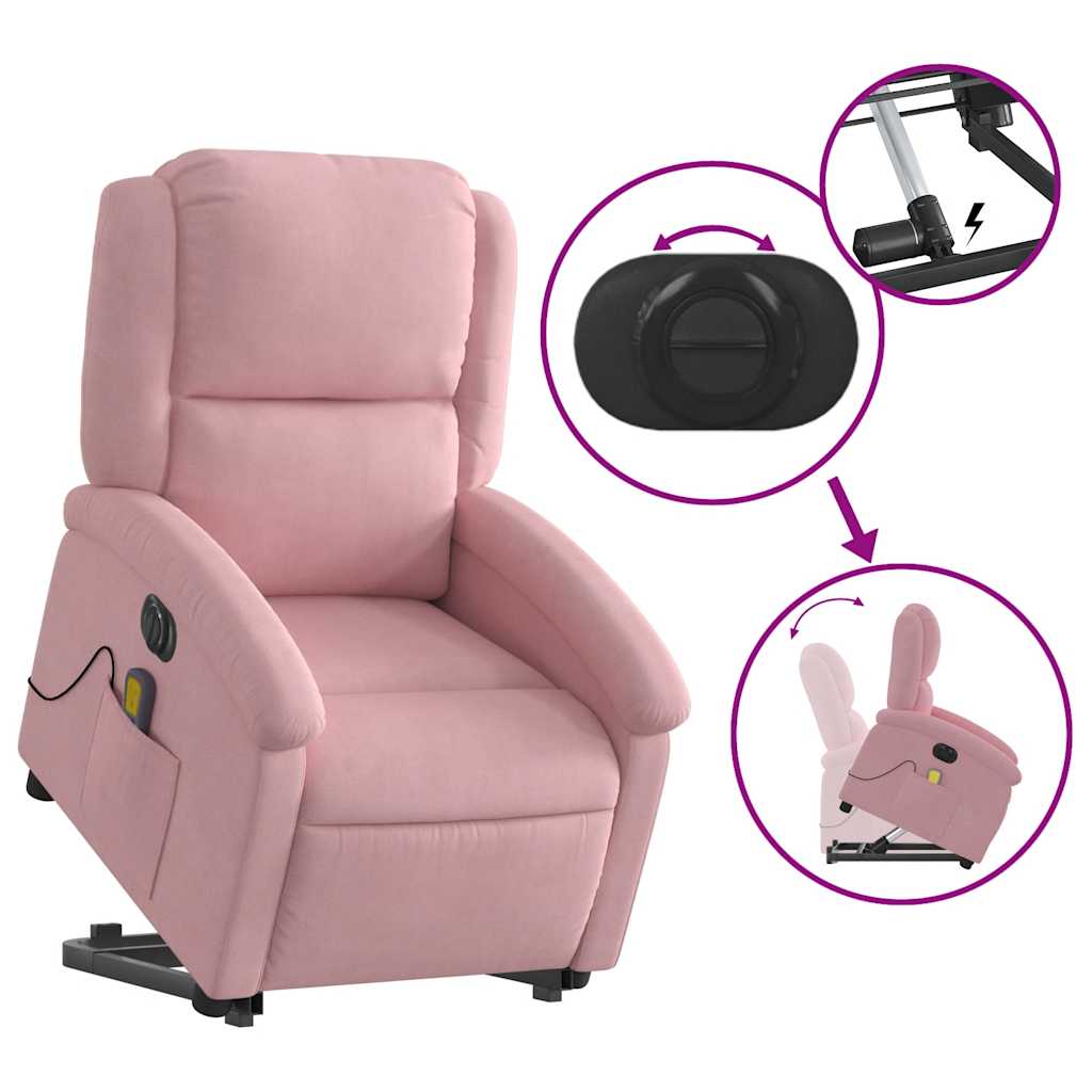 Fauteuil inclinable de massage électrique rose velours - XIOS