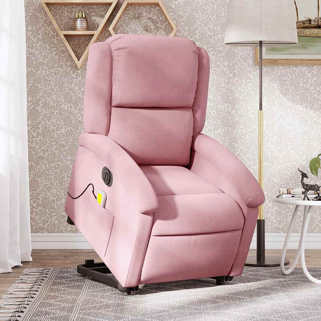 Fauteuil inclinable de massage électrique rose velours - XIOS