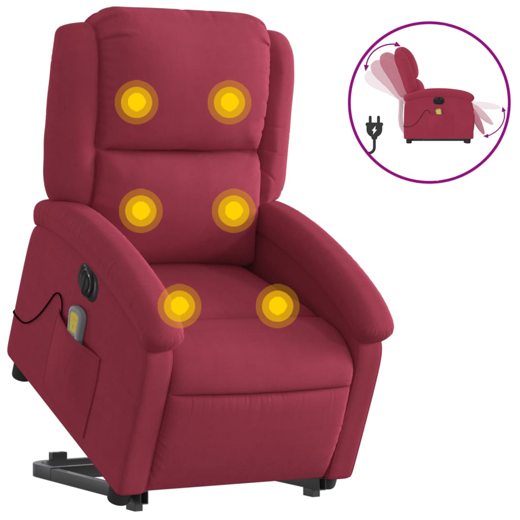 Fauteuil inclinable de massage électrique rouge bordeaux Fauteuils vidaXL