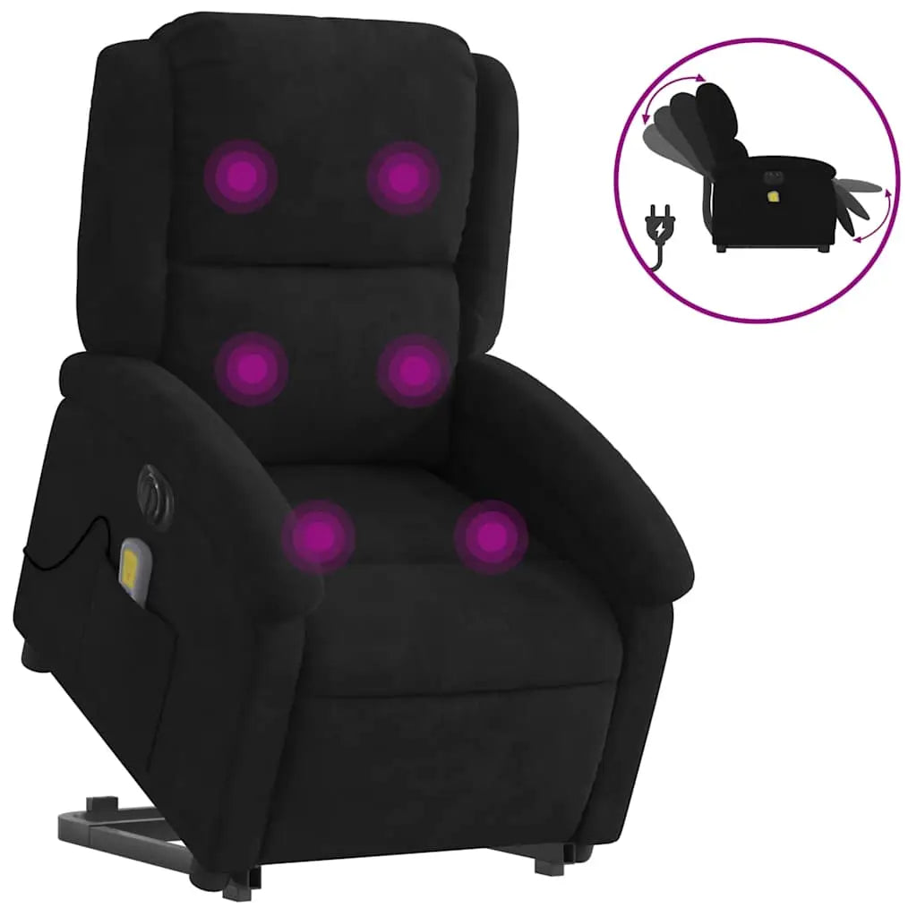 Fauteuil inclinable de massage électrique noir velours - XIOS