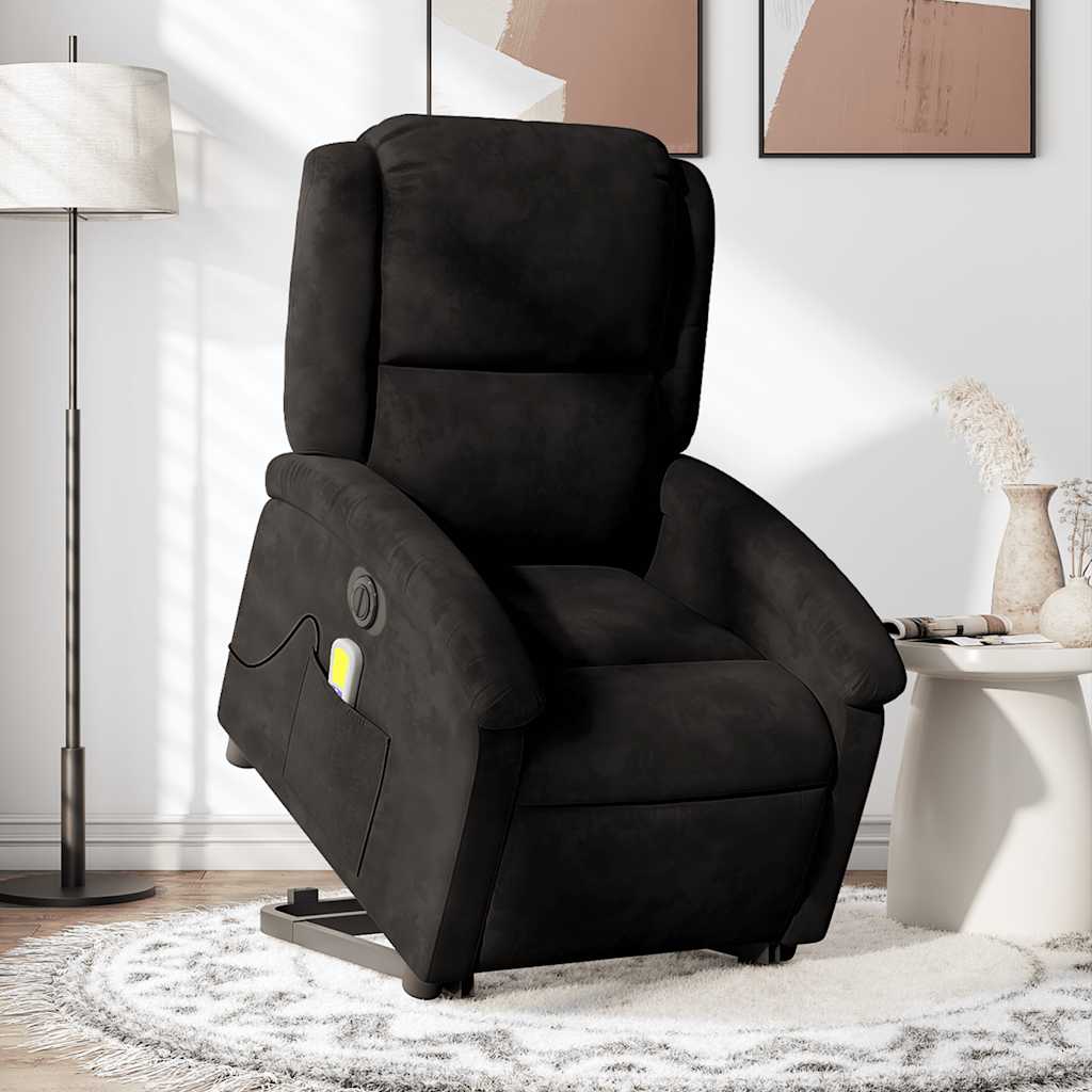 Fauteuil inclinable de massage électrique noir velours - XIOS