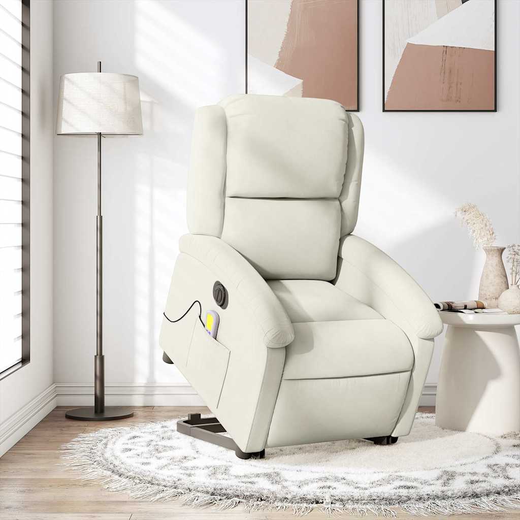 Fauteuil inclinable de massage électrique crème velours