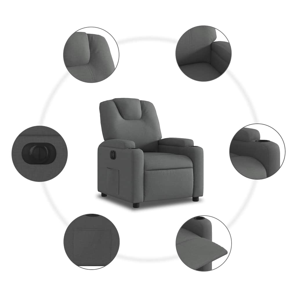 Fauteuil inclinable électrique Gris foncé Tissu - XIOS