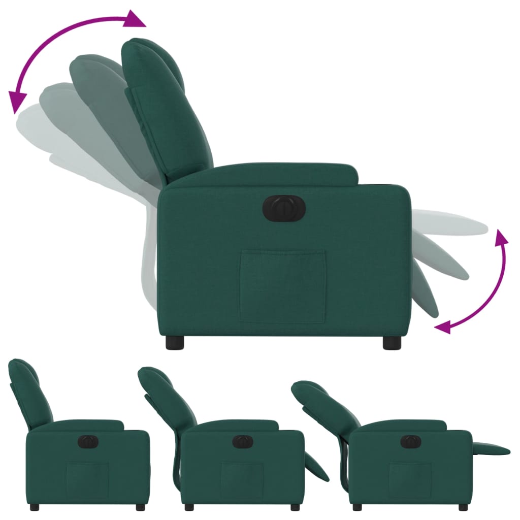 Fauteuil inclinable électrique Vert foncé Tissu - XIOS