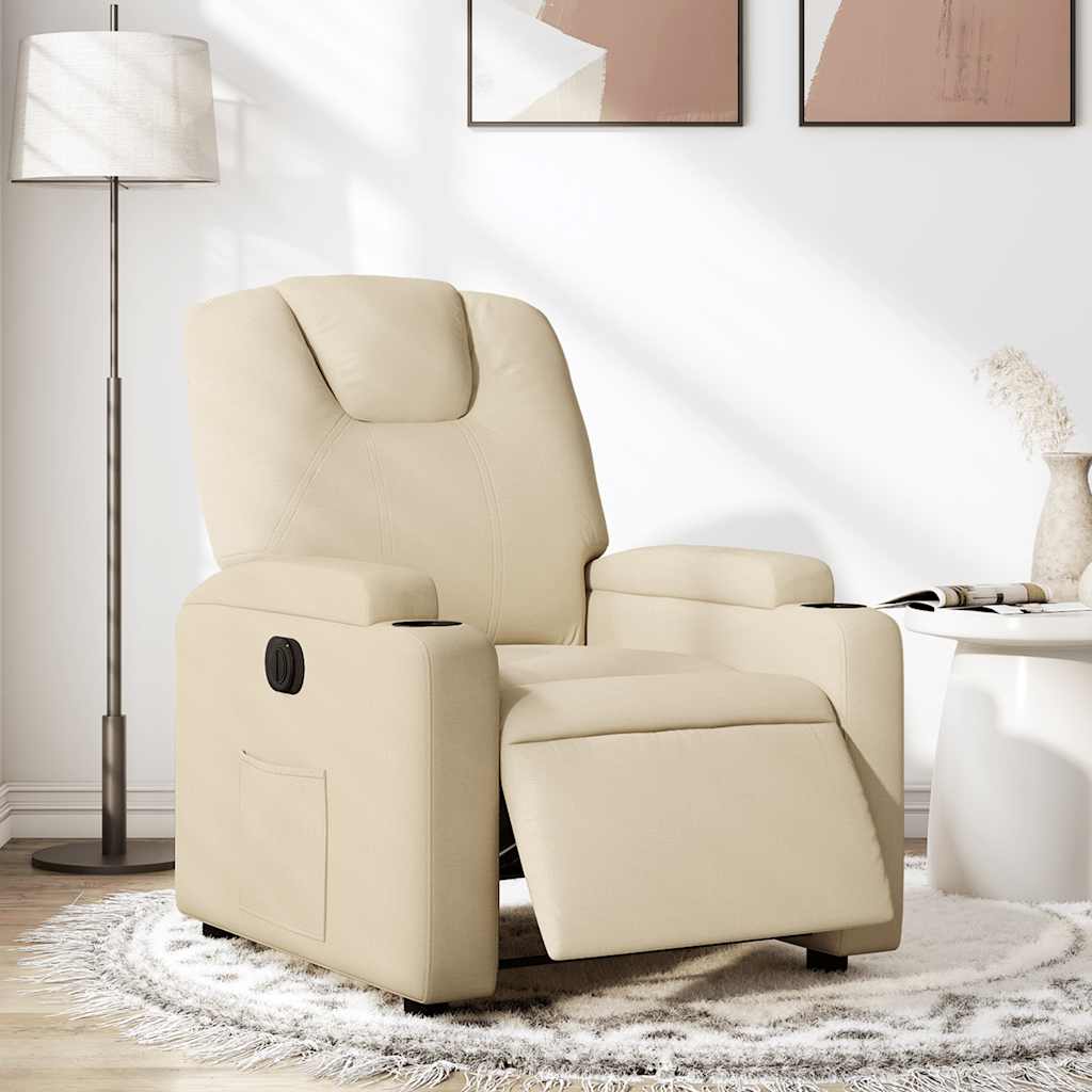 Fauteuil inclinable électrique Crème Tissu - XIOS