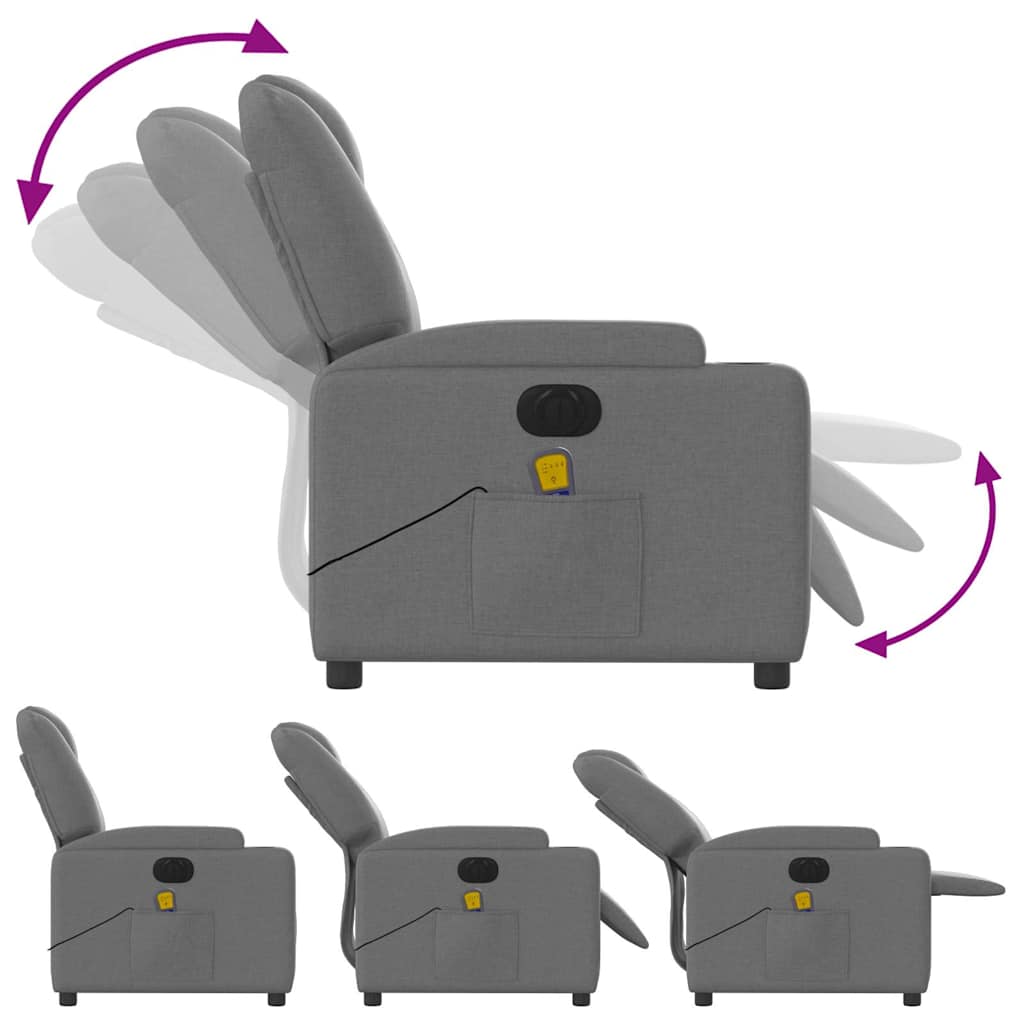 Fauteuil inclinable de massage électrique gris foncé tissu - XIOS