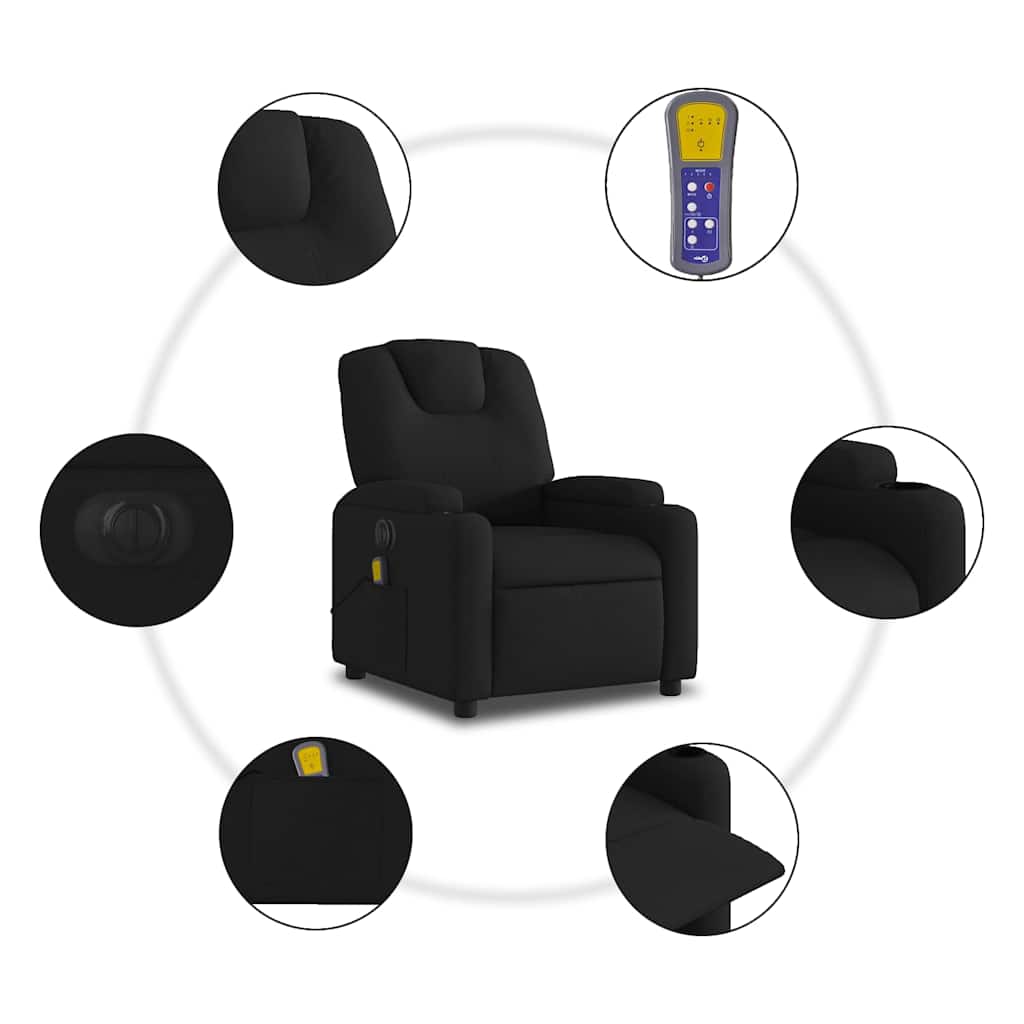 Fauteuil de massage inclinable électrique Noir Tissu - XIOS