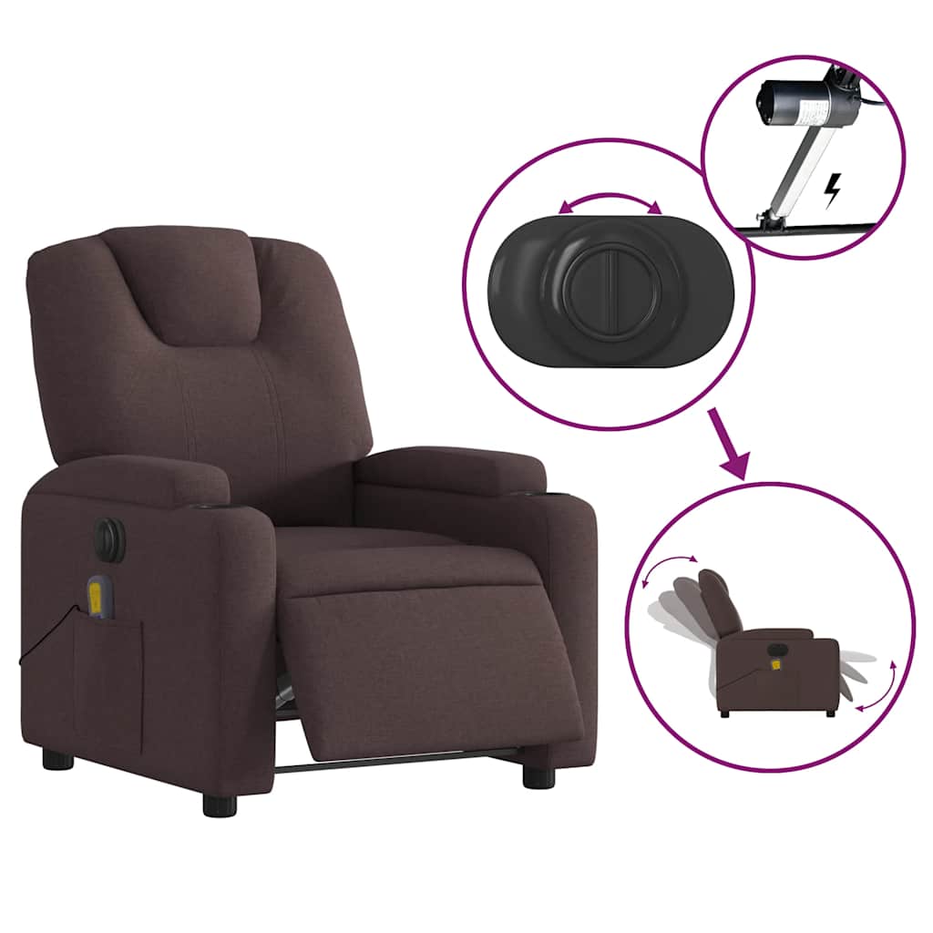 Fauteuil de massage inclinable électrique Marron foncé Tissu - XIOS