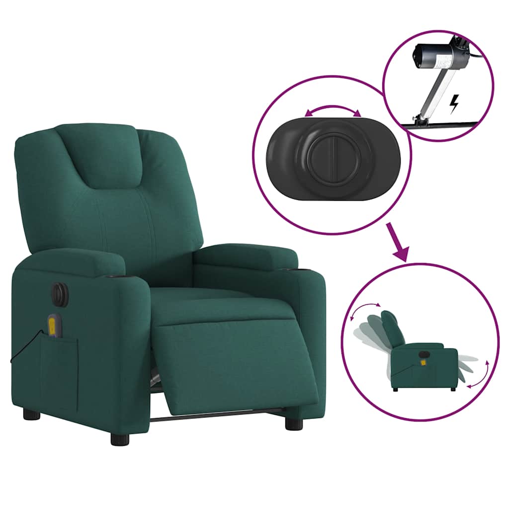Fauteuil de massage inclinable électrique Vert foncé Tissu - XIOS