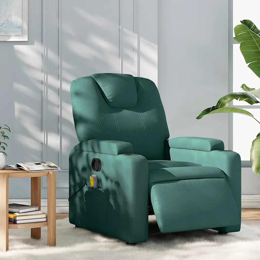 Fauteuil de massage inclinable électrique Vert foncé Tissu - XIOS