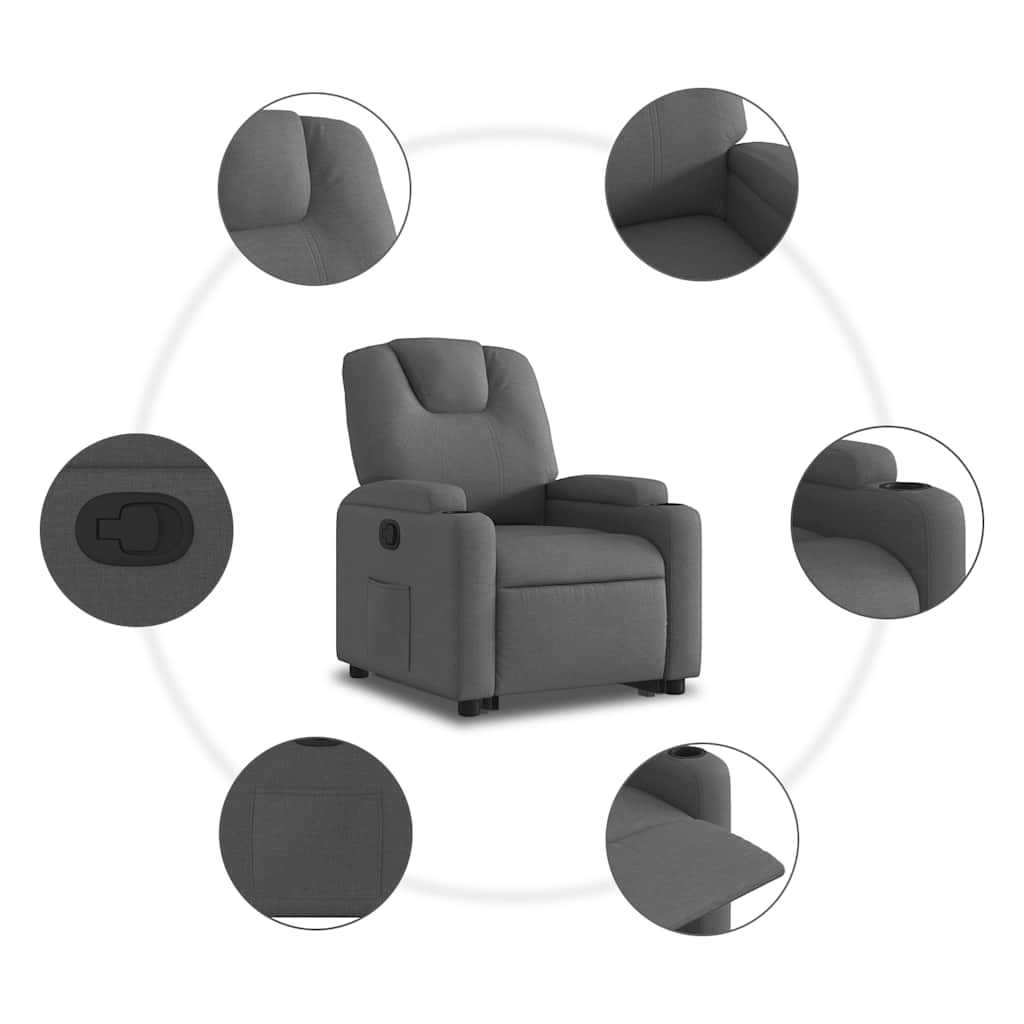 Fauteuil inclinable Gris foncé Tissu - XIOS