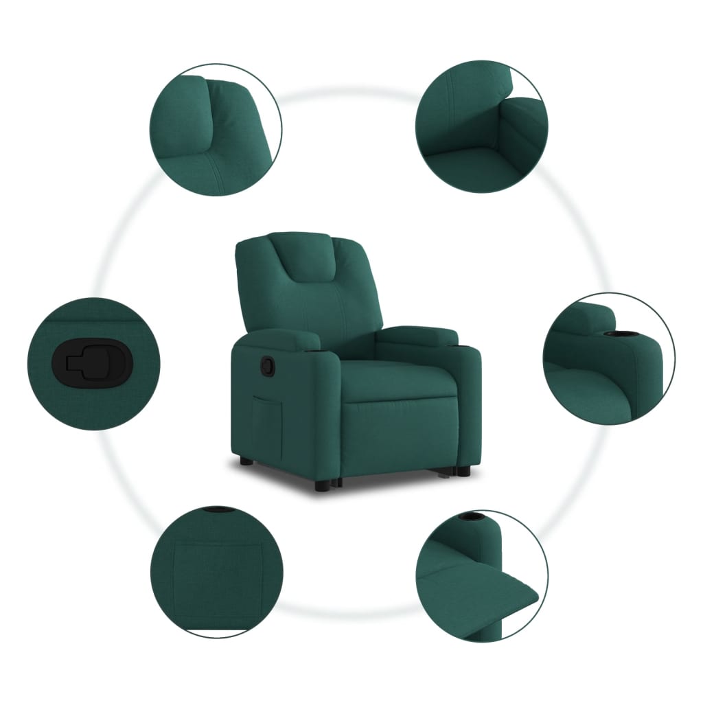 Fauteuil inclinable vert foncé tissu - XIOS