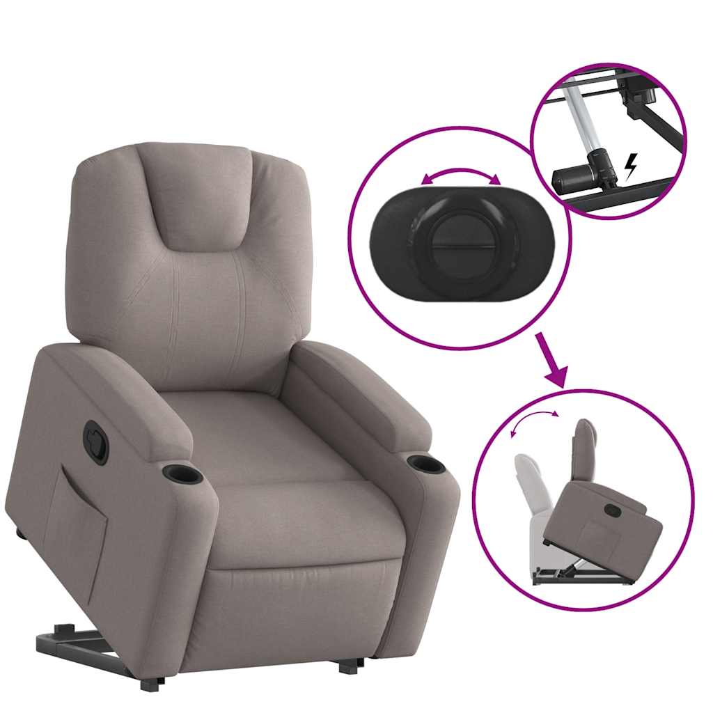 Fauteuil inclinable taupe tissu - XIOS