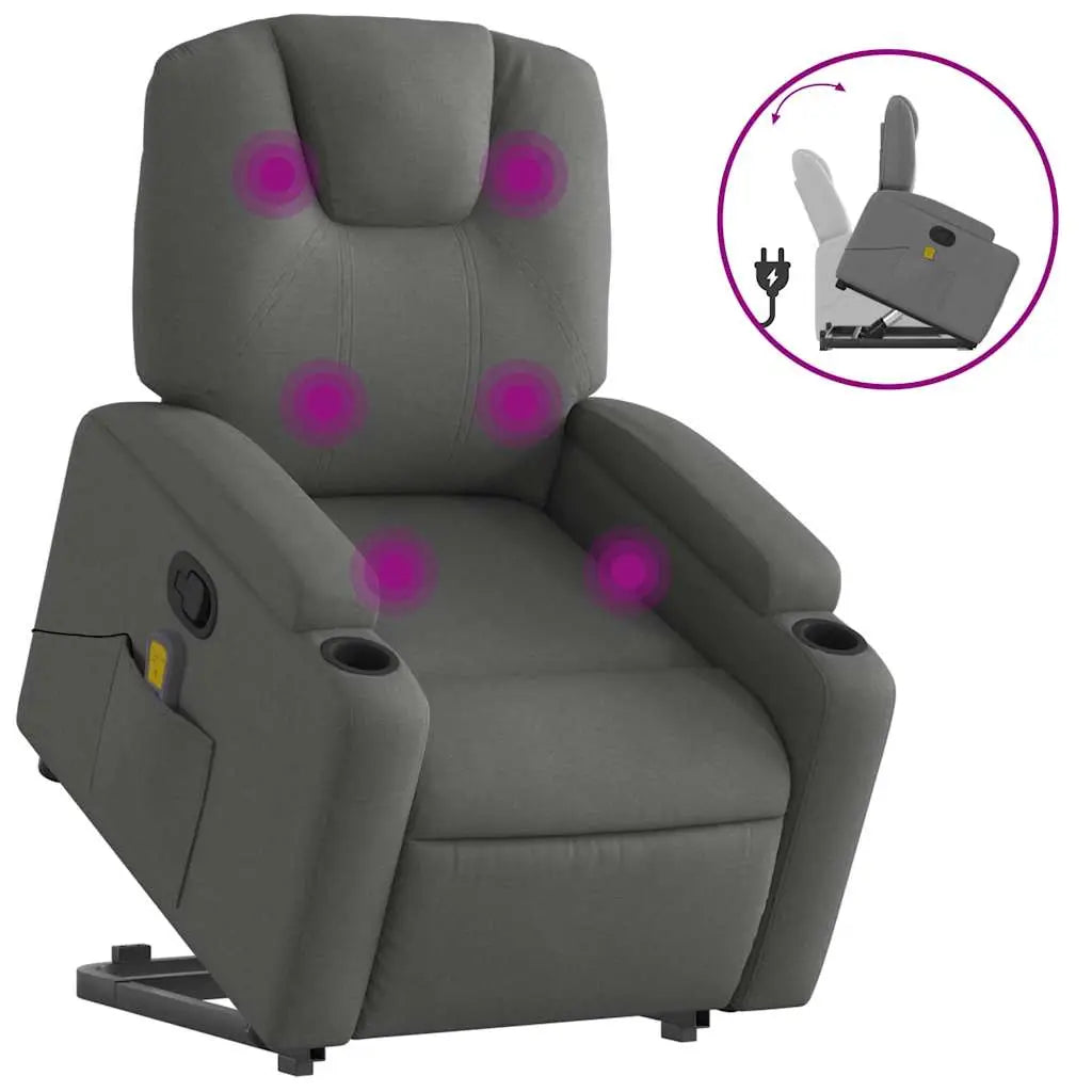 Fauteuil de massage inclinable Gris foncé Tissu - XIOS