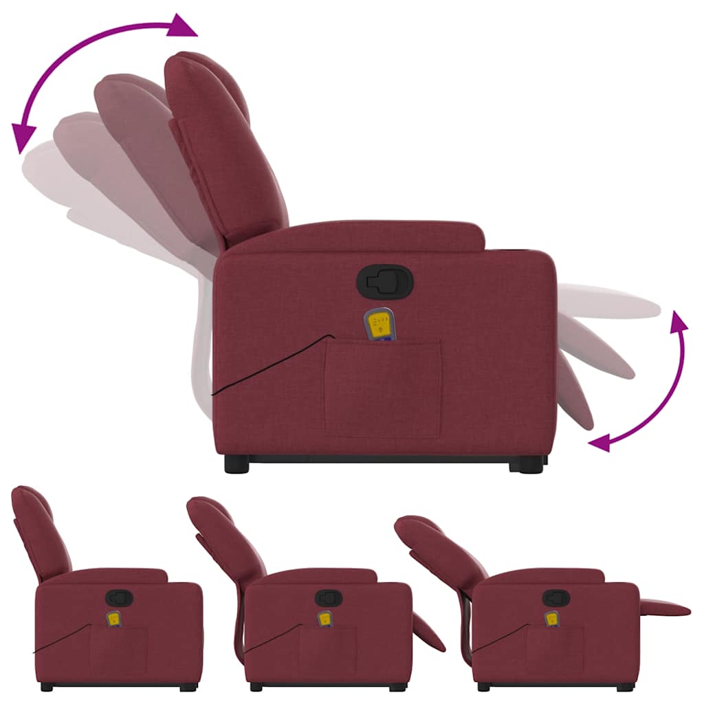 Fauteuil inclinable de massage Rouge bordeaux Tissu - XIOS