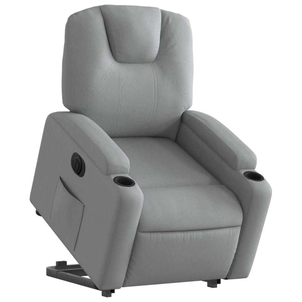 Fauteuil inclinable électrique gris clair tissu - XIOS