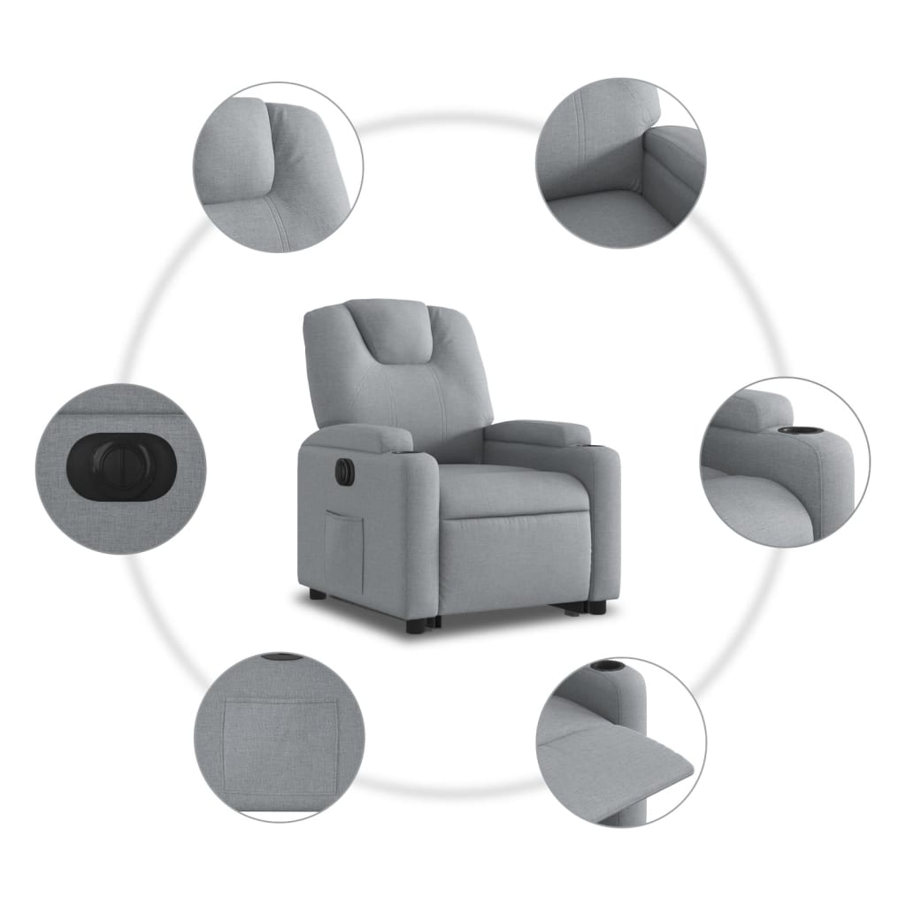Fauteuil inclinable électrique gris clair tissu - XIOS