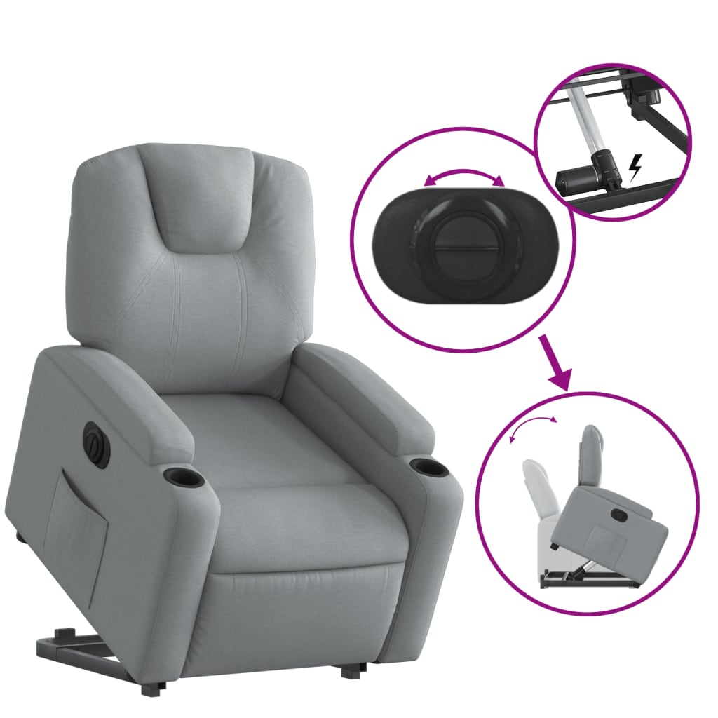 Fauteuil inclinable électrique gris clair tissu - XIOS