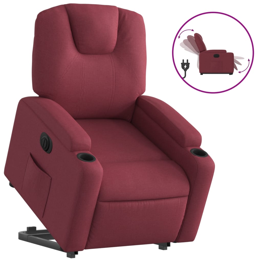 Fauteuil inclinable électrique rouge bordeaux tissu - XIOS