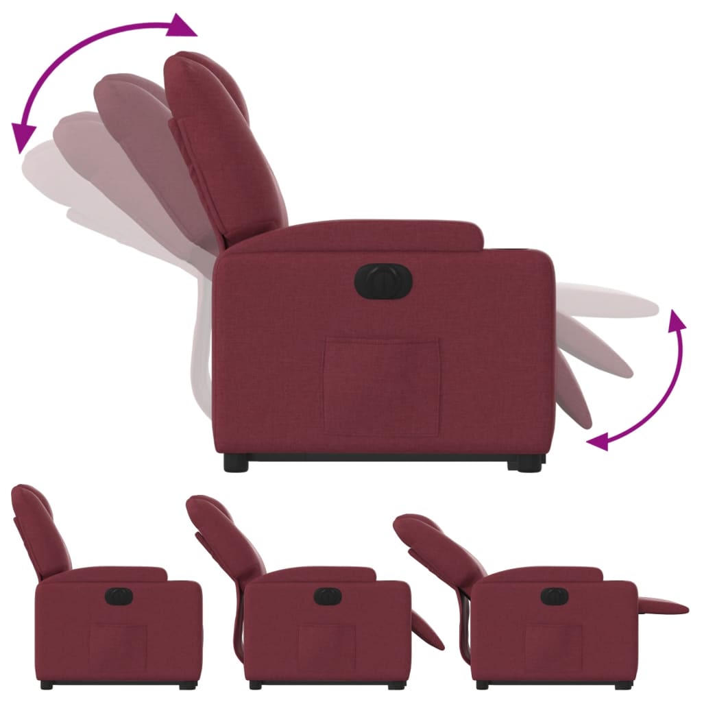 Fauteuil inclinable électrique rouge bordeaux tissu - XIOS