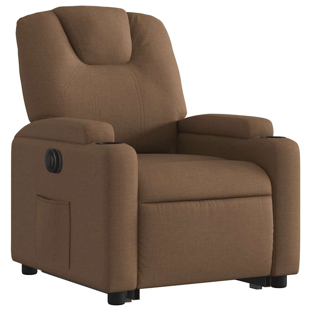 Fauteuil inclinable électrique marron tissu - XIOS