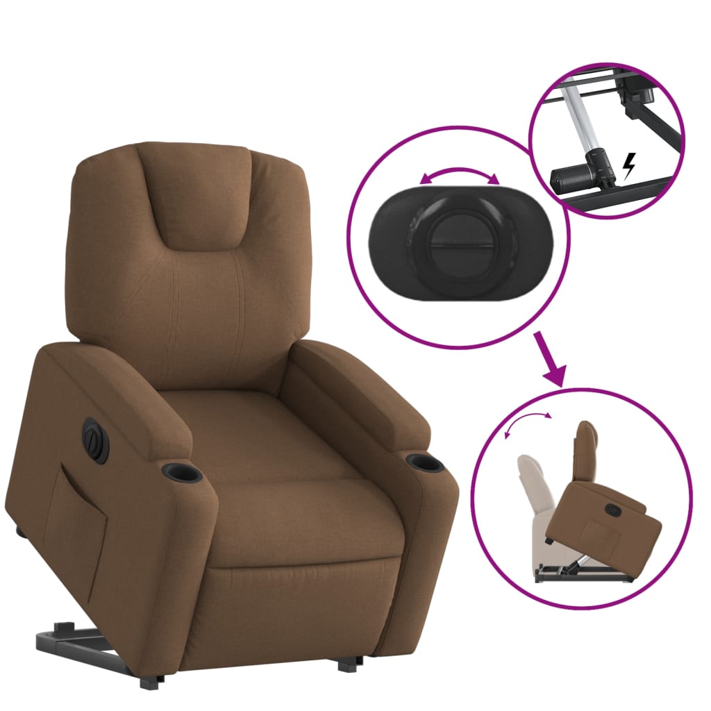 Fauteuil inclinable électrique marron tissu - XIOS