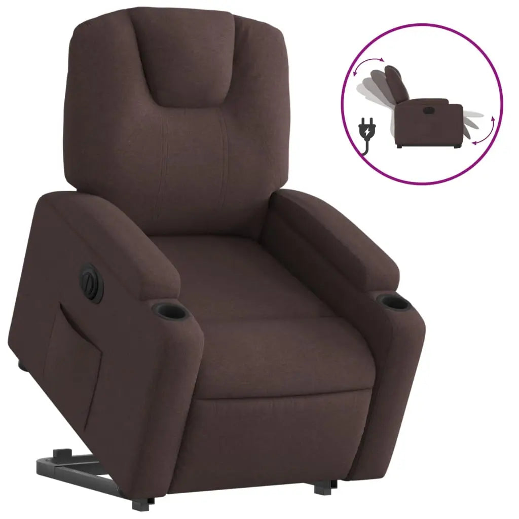 Fauteuil inclinable électrique marron foncé tissu - XIOS