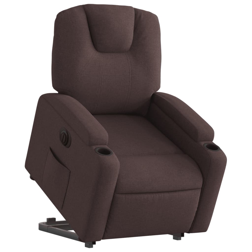 Fauteuil inclinable électrique marron foncé tissu - XIOS