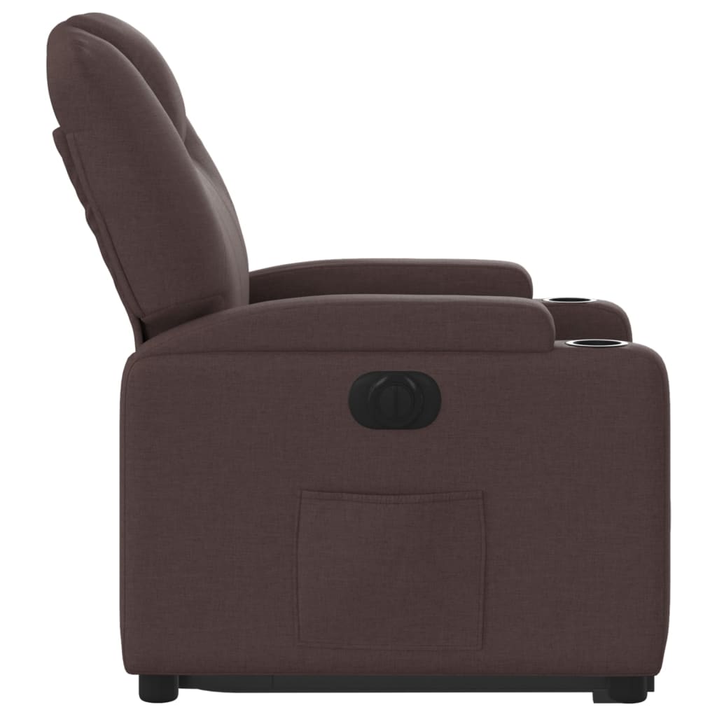 Fauteuil inclinable électrique marron foncé tissu - XIOS