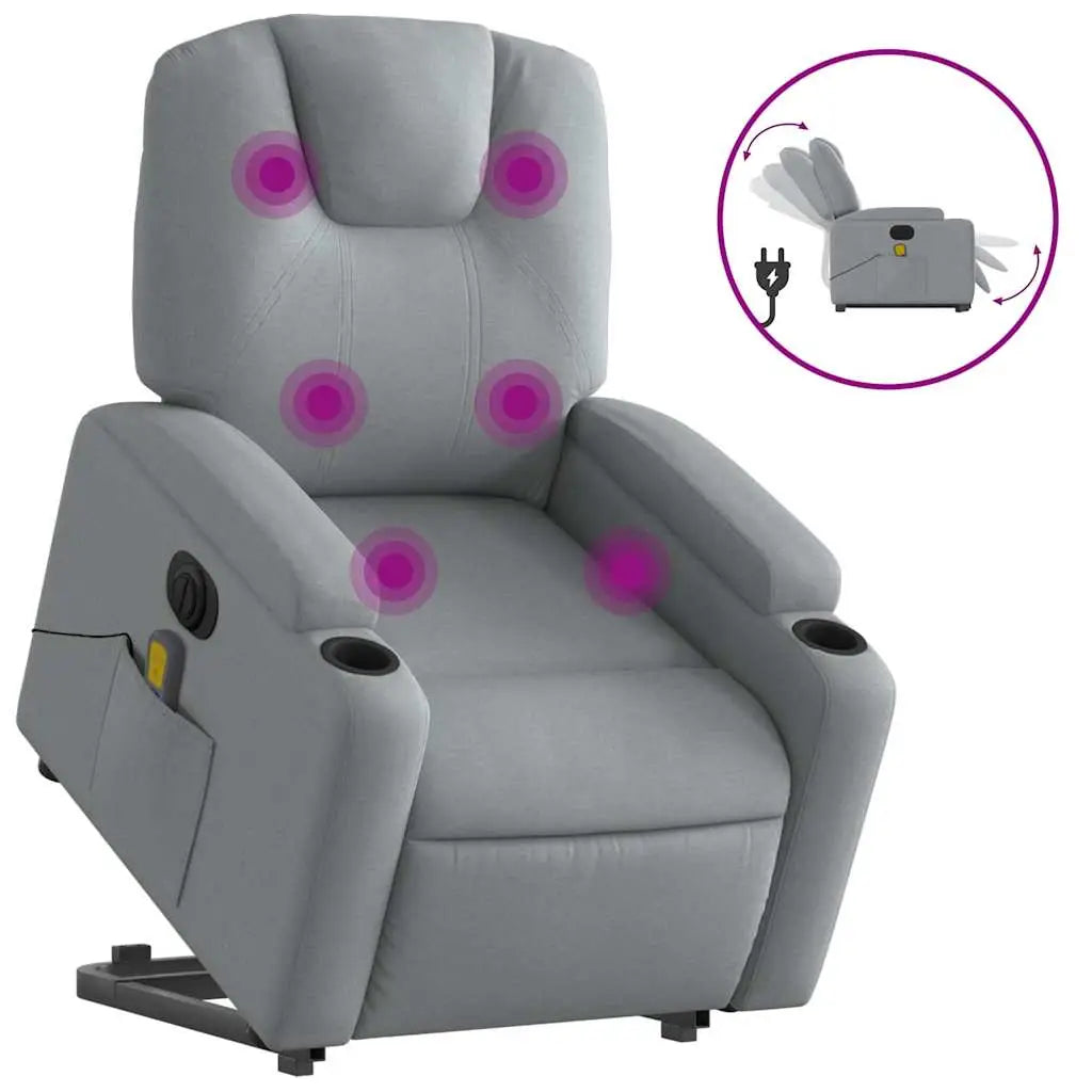 Fauteuil inclinable de massage électrique Gris clair Tissu - XIOS
