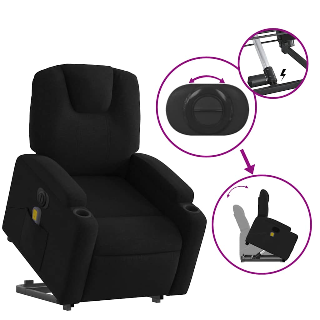 Fauteuil inclinable de massage électrique Noir Tissu - XIOS