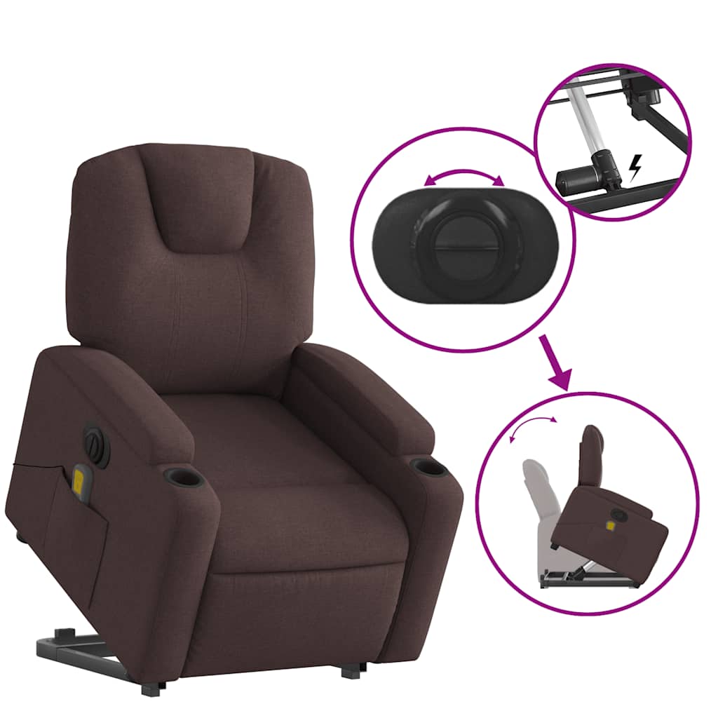 Fauteuil inclinable de massage électrique Marron foncé Tissu - XIOS