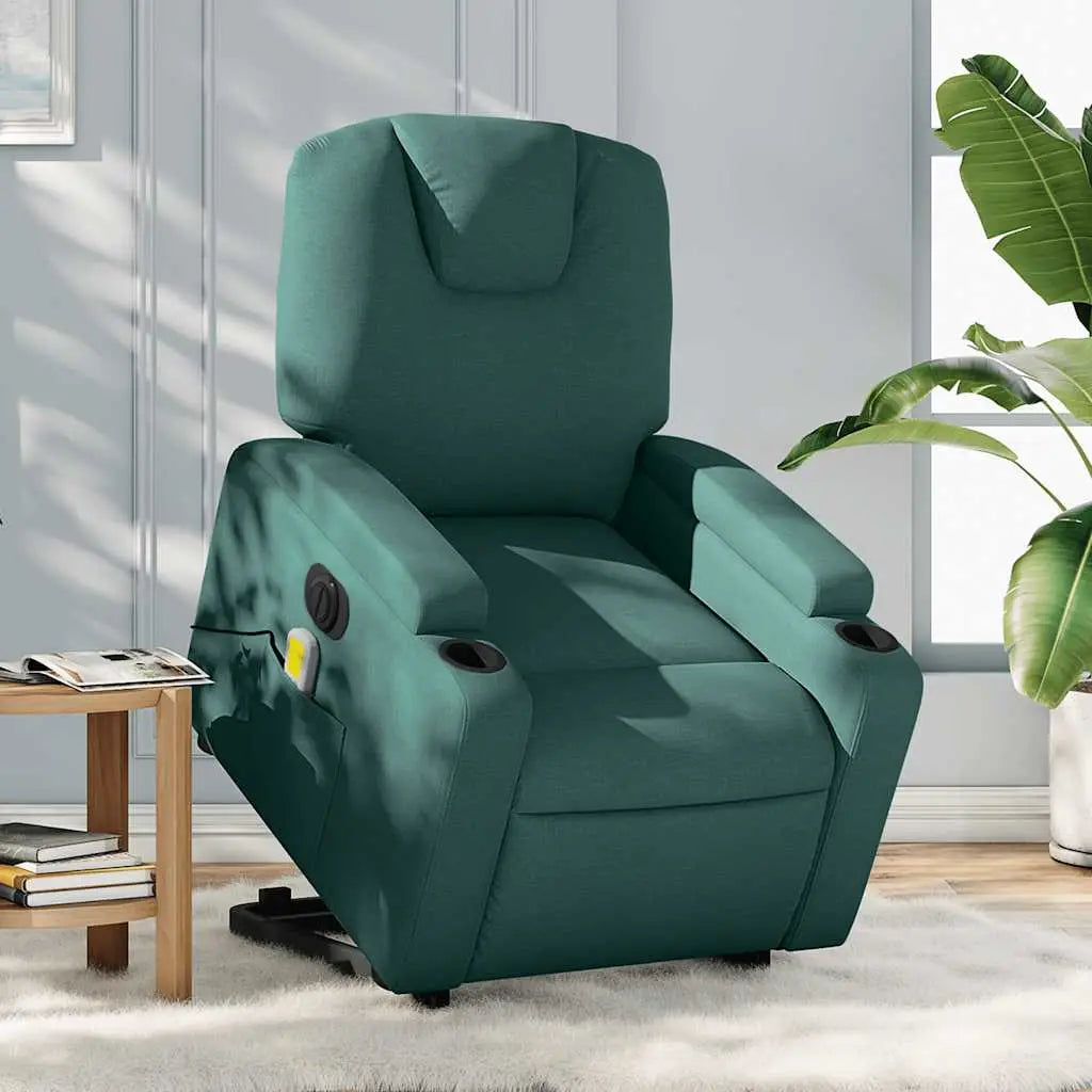 Fauteuil inclinable de massage électrique Vert foncé Tissu - XIOS