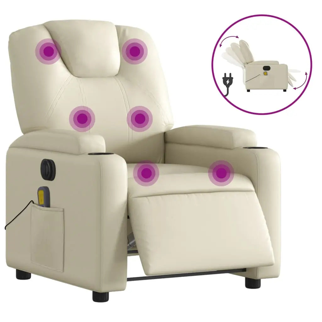 Fauteuil de massage inclinable électrique crème similicuir - XIOS